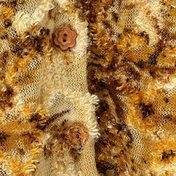 Vintage F.L. Malik Button Up Top Womens Size XL Honey Comb Shag Collar USA RARE - Picture 2 of 7